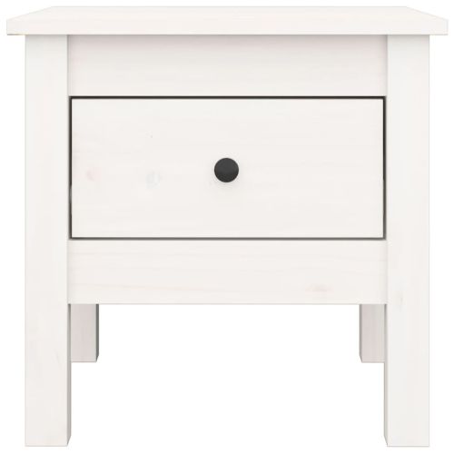 Странични масички, 2 бр, бели,40x40x39 см, борово дърво масив