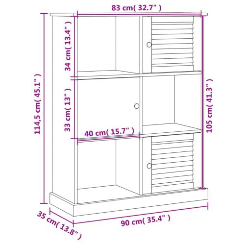 Етажерка за книги VIGO бяла 90x35x114,5 см бор масив