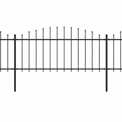Градинска ограда с връх тип копие, стомана, 1781,5x75 см, черна