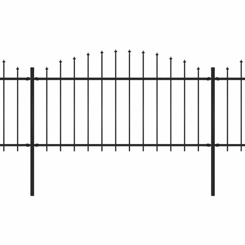 Градинска ограда с връх тип „копие“, стомана, 1781,5x150 см, черна