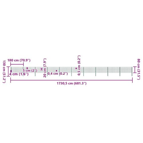 Ограден панел с железни стълбове 1730x80 см, зелен