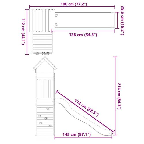 Комбинирано детско съоръжение за игра, импрегниран бор