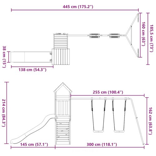Комбинирано детско съоръжение за игра, импрегниран бор