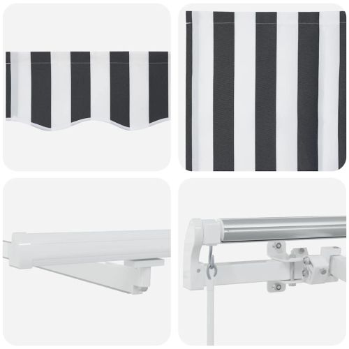 Ръчно прибираща се тента с LED, антрацит и бял, 450x300 см