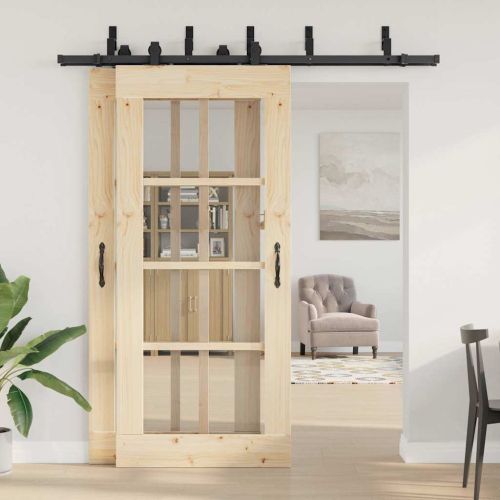 Комплект механизъм за плъзгаща врата, 200 см, стомана, черен