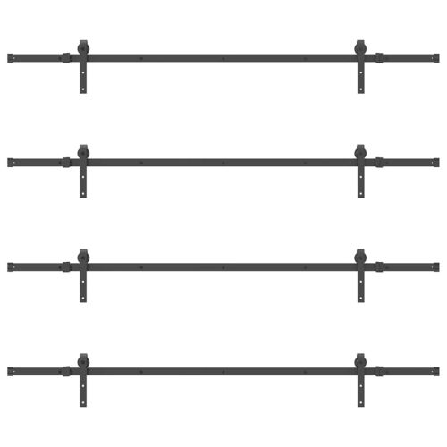 Комплект механизъм за плъзгаща врата, 427 см, стомана, черен