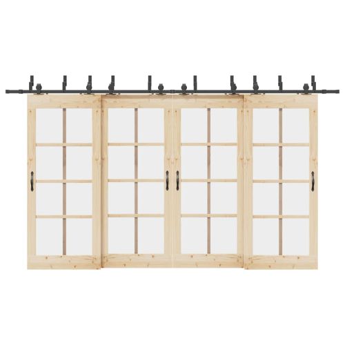 Комплект механизъм за плъзгаща врата, 400 см, стомана, черен