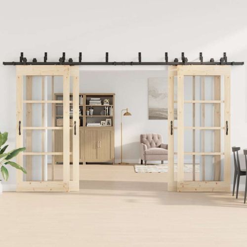 Комплект механизъм за плъзгаща врата, 400 см, стомана, черен