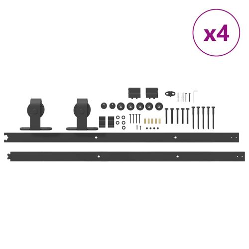 Комплект механизъм за плъзгаща врата, 400 см, стомана, черен