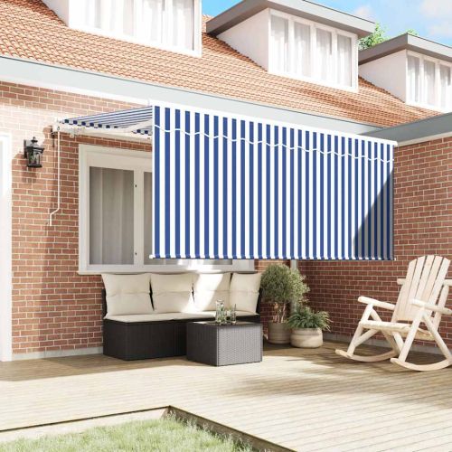 Сгъваем навес Синьо и бяло 300 x 200 cm Полиестер и алуминий