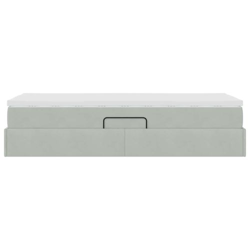 Легло с място за съхранение и матрак Светлосиво 100 x 200 cm