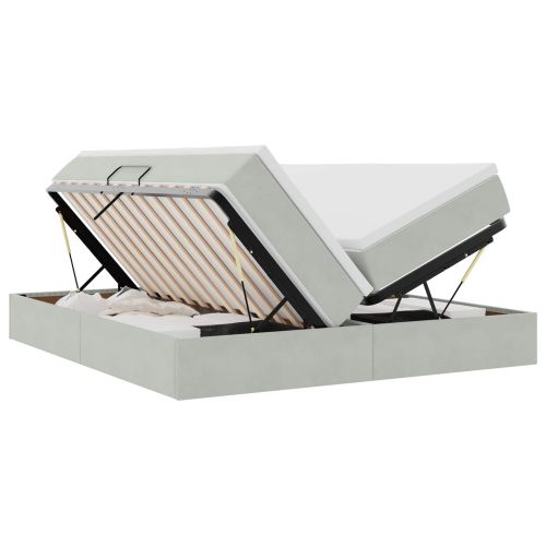 Легло с място за съхранение и матрак Светлосиво 200 x 200 cm