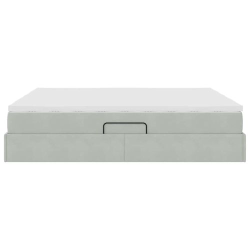 Легло с място за съхранение и матрак Светлосиво 200 x 200 cm