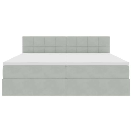 Легло С LED лентисти светлини Светлосиво 200 x 200 cm Кадифе