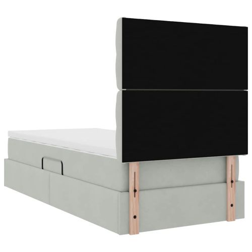 Легло с място за съхранение и матрак Светлосиво 100 x 200 cm