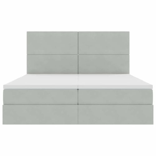Легло с място за съхранение Светлосиво 200 x 200 cm Кадифе
