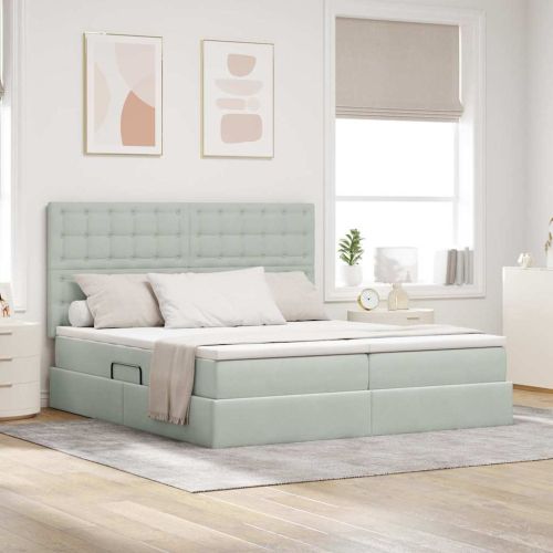 Легло с място за съхранение Светлосиво 200 x 200 cm Кадифе