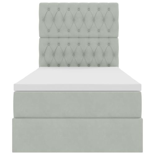 Легло с място за съхранение и LED с LED Светлосиво 100 x 200 cm