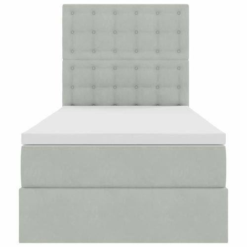 Легло с място за съхранение и LED с LED Светлосиво 100 x 200 cm