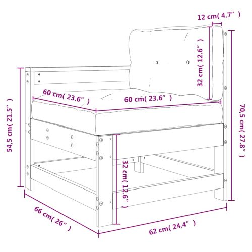 Градински стол с възглавници, дугласко масивно дърво