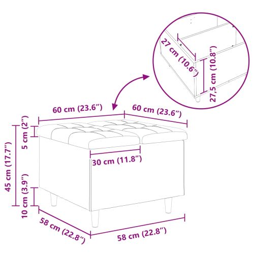 Табуретка с място за съхранение Розово 60 x 60 x 45 cm Кадифе