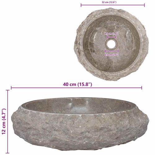 Сива мивка, Ø40x12 см, мрамор