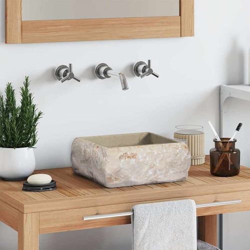 Кремава мивка, 30x30x13 см, мрамор