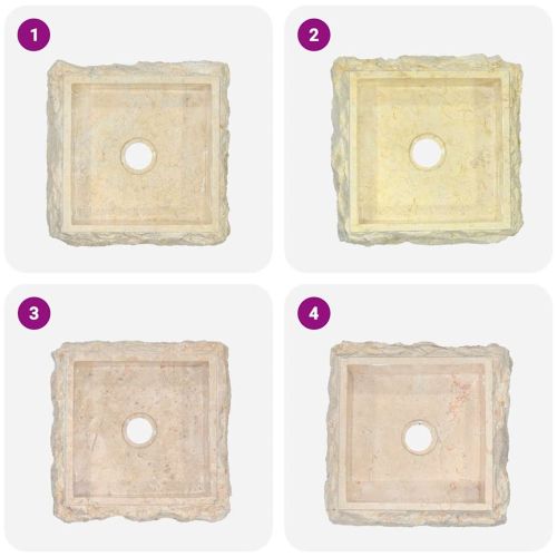 Кремава мивка, 30x30x13 см, мрамор