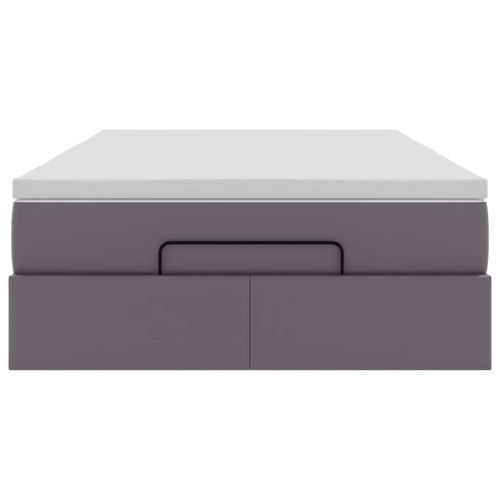 Османска легло с матрак, сиво, 120x200 см, изкуствена кожа