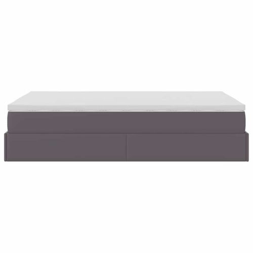 Османска легло с матрак, сиво, 120x200 см, изкуствена кожа