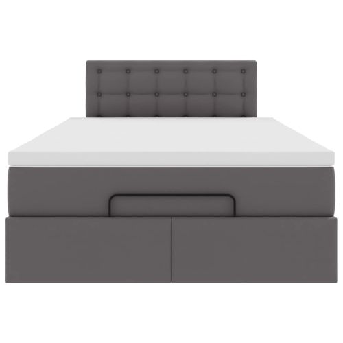 Османска легло с матрак, сиво, 120x200 см, изкуствена кожа
