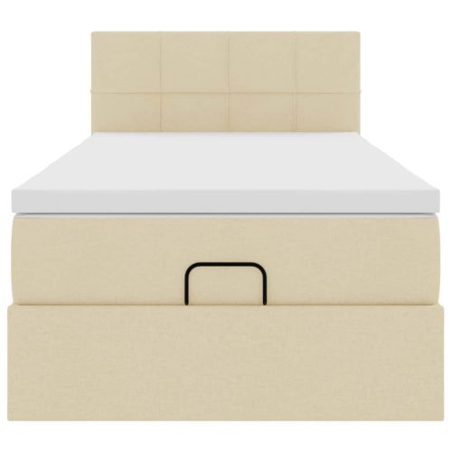 Османска легло с матрак, кремаво, 80x200 см, плат
