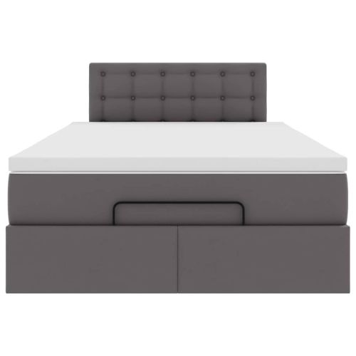 Османска легло с матраци&LED, сиво, 120x200 см, изкуствена кожа