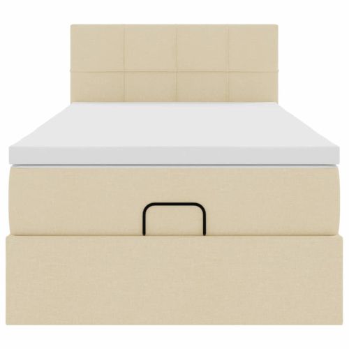 Османска легло с матрак и LED, кремаво, 80x200 см, плат