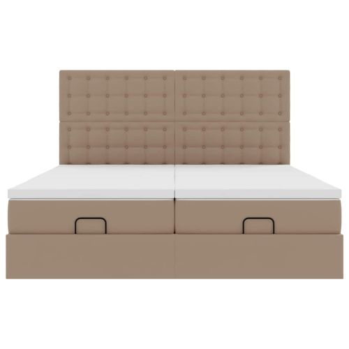 Османска легло с матраци&LED капучино 160x200см изкуствена кожа