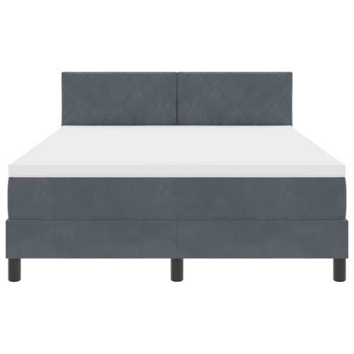 Легло с пружинирана основа Тъмен сив 140 x 190 cm Кадифе