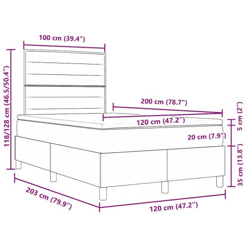 Легло с пружинирана основа с матрак Черно 120 x 200 cm текстил