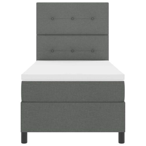 Легло с пружинирана основа Тъмен сив 90 x 190 cm текстил