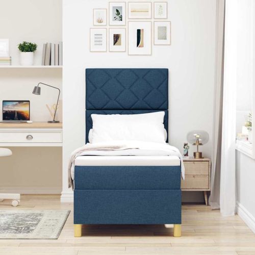 Легло с пружинирана основа с матрак Синьо 80 x 200 cm текстил