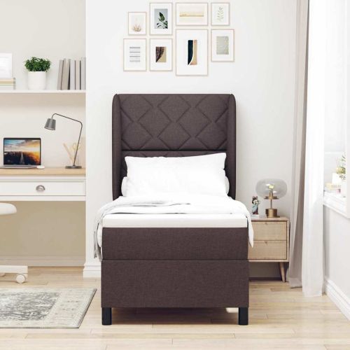 Легло с пружинирана основа Тъмнокафяв 80 x 200 cm текстил