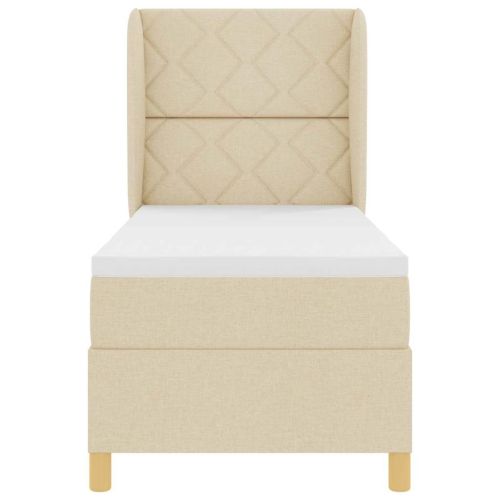 Кутия със спална основа и матрак Тъмен Сив 90x190 см Крем