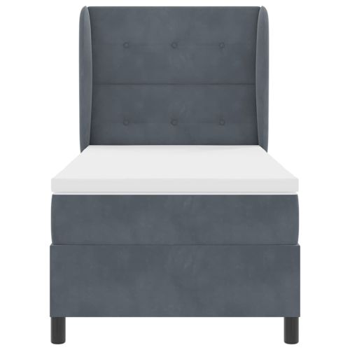 Легло с пружинирана основа Тъмен сив 190 x 90 cm Полиестер