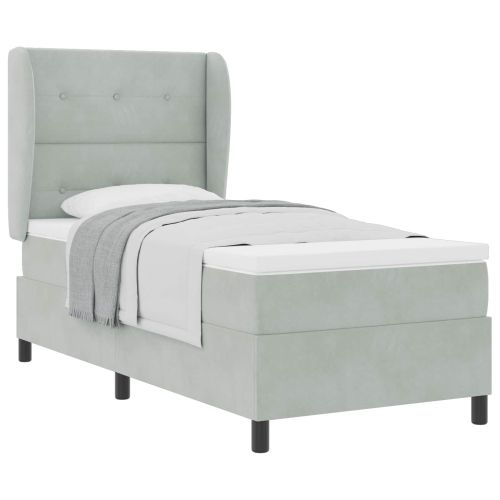 Легло с пружинирана основа Светлосиво 200 x 90 см Полиестер