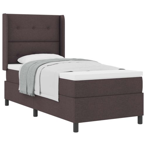 Легло с пружинирана основа Тъмнокафяв 80 x 200 cm текстил