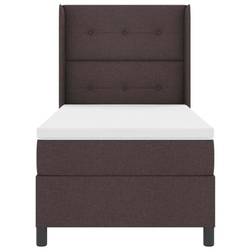Легло с пружинирана основа Тъмнокафяв 80 x 200 cm текстил