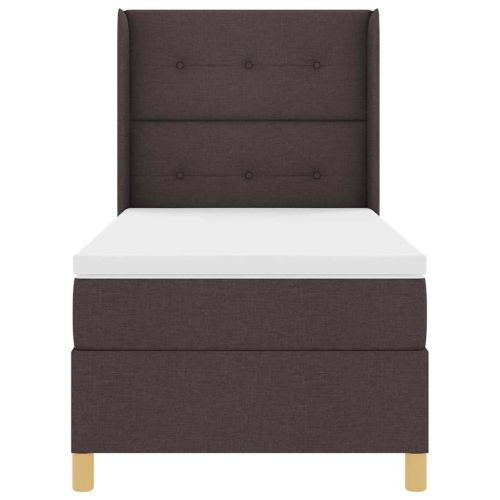 Легло с пружинирана основа Тъмен кафяв 80 x 200 cm текстил