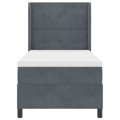 Легло с пружинирана основа Тъмен сив 90 x 190 cm Кадифе