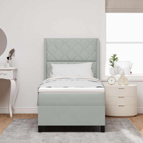 Легло с пружинирана основа Светлосиво 90 x 200 cm Кадифе