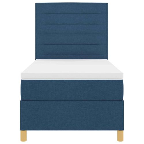 LED кутия за пружини с легло с матрак Синьо 80 x 200 cm текстил