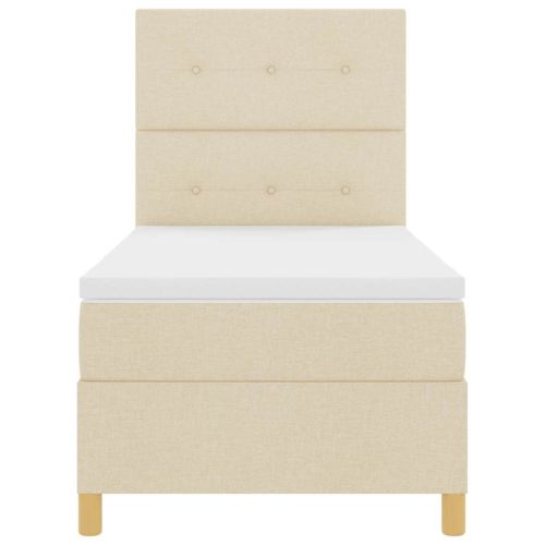 LED кутия за пружини с легло с матрак Крем 90 x 190 cm текстил